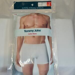Tommy John Cotton Basics Mens Boxer Briefs White Trunks Size S 2-Pack New Sealed
